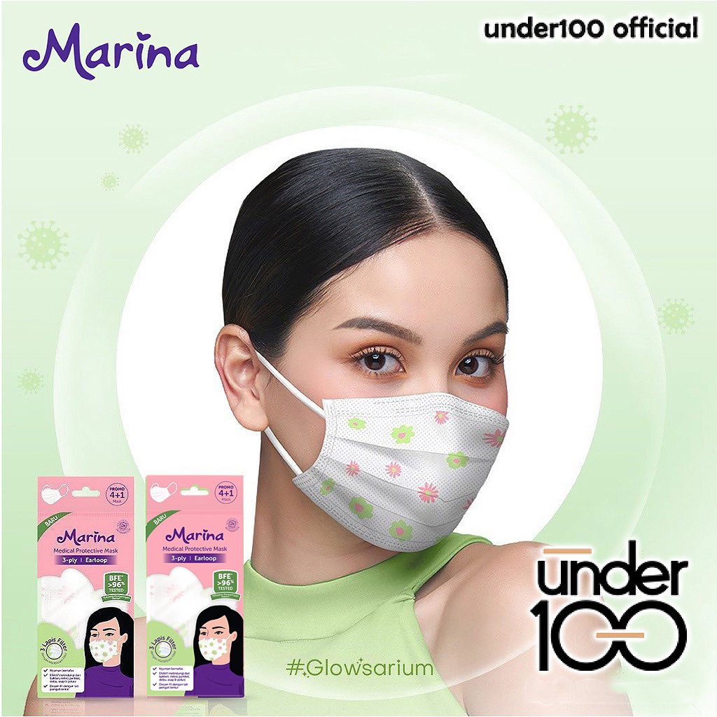 ❤ Under100 ❤ Marina Medical Masker | Protective Mask 3-ply Earloop 5 s Mask 3 Lapis