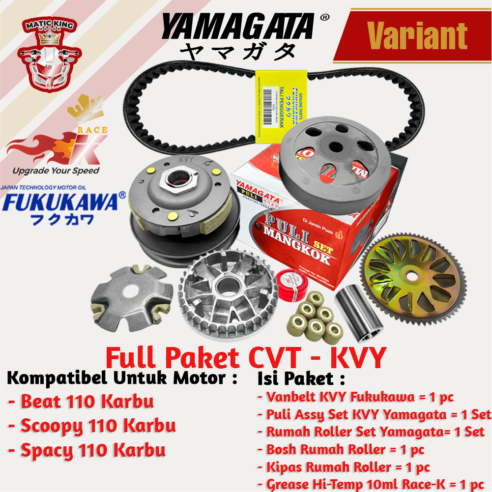 Paket Full Upgrade CVT Honda Beat Vario Scoopy Spacy Genio Deluxe 110/125/150/160 Fi eSP LED POP Street Yamagata Fukukawa Thailand