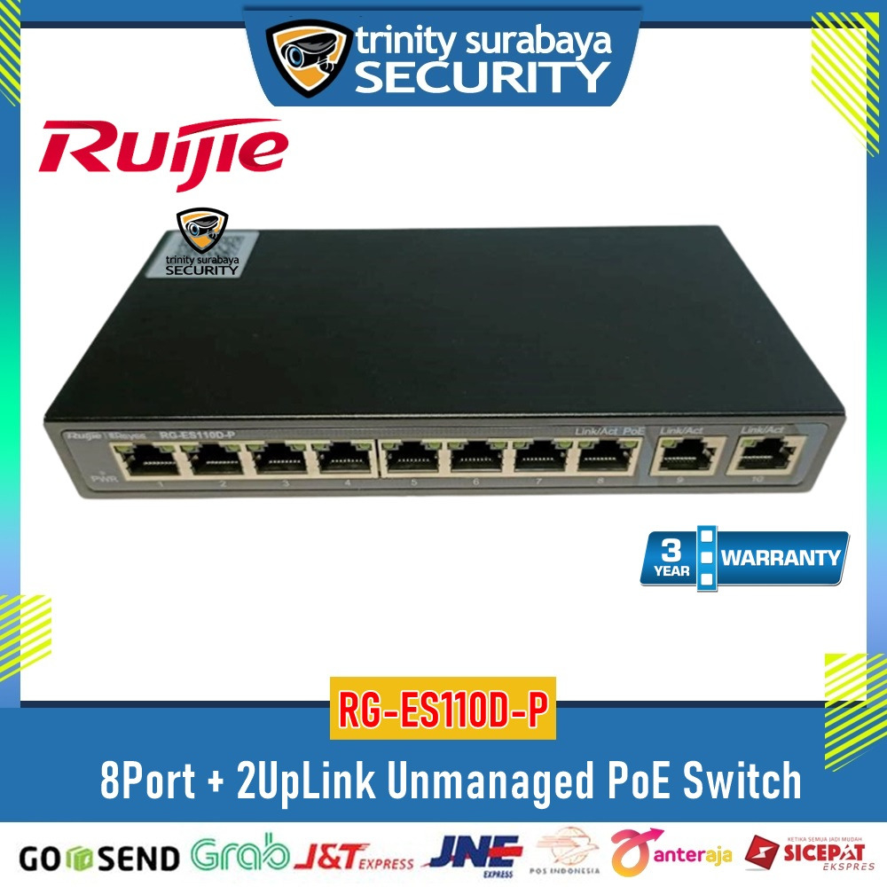 RUIJIE 8Port + 2UpLink Unmanaged PoE Switch Trinity