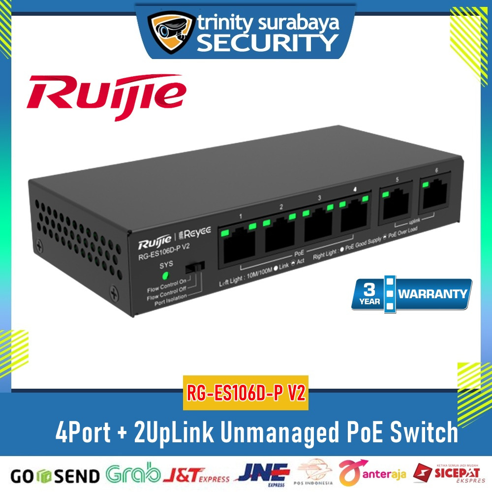 RUIJIE 4Port + 2UpLink Unmanaged PoE Switch Trinity