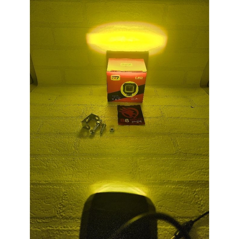 Lampu Tembak Daymaker Cr7 Hi Low Putih Kuning Dan Ring Devil Eye Merah - Lampu Daymaker Variasi