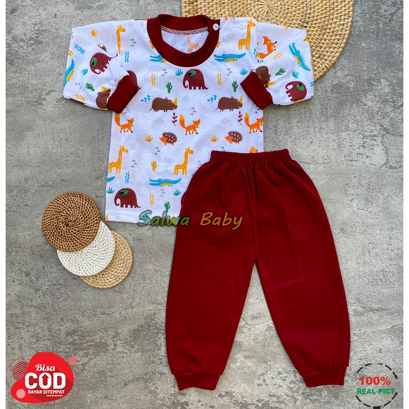 Setelan Baju Bayi Piyama Bayi Lengan Panjang Bahan Katun TC Single Motif Porcupine Usia 3-12 Bulan Nanaku Baby