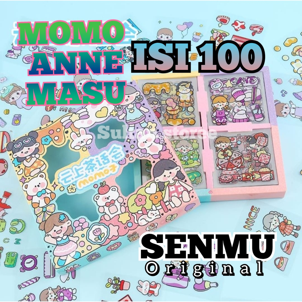 Aneka Stiker mixue isi 100 &amp; momo , Waterproof Sticker Tumblr Lucu Kartun Korea Dekorasi Hiasan Scrapbook DIY