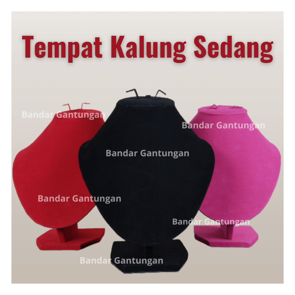 Tempat Kalung Display Pajangan Kalung Bludru Sedang Warna Hitam Merah Pink stand Tempat Mahar Perhiasan(BH)