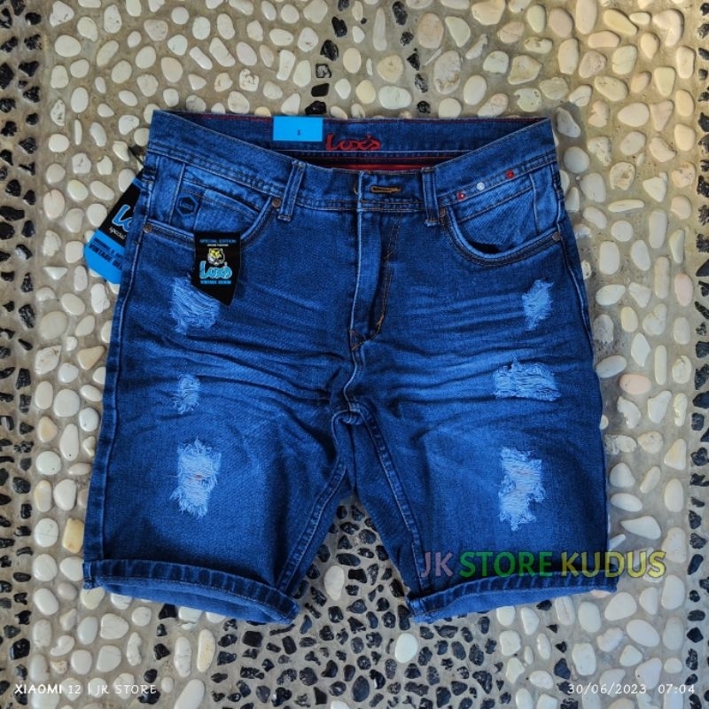 LUXS CELANA PENDEK PRIA JEANS SOBEK PREMIUM CASUAL DISTRO