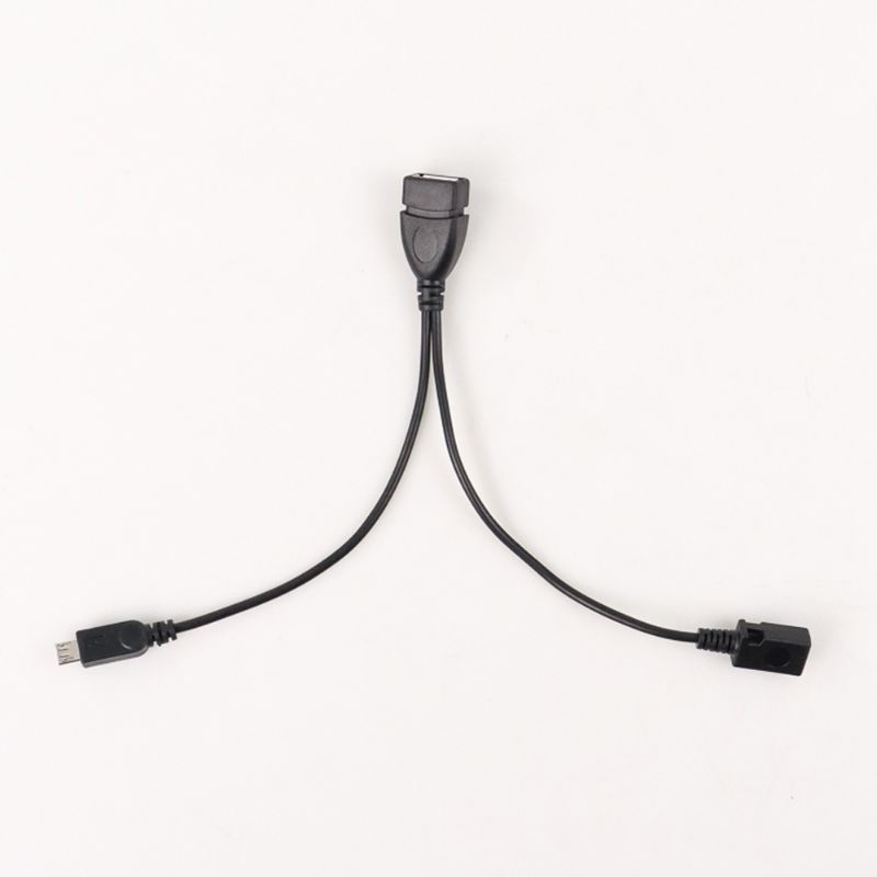 OTG Micro USB to USB Female and Micro USB Female 20 cm - A-UOY-02 - Black