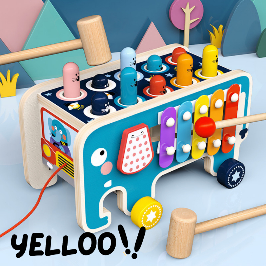 Mainan Musik Montessori Tactile Whack a Mole Edukasi Warna Musik Anak