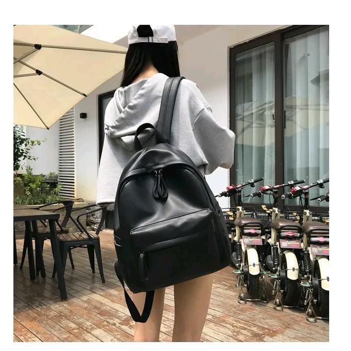 Tas Ransel Backpack Kulit Sintetis Tebal Gendong Punggung Branded Multifungsi Pria Wanita Cewek Cowok Remaja Dewasa Unisex Sekolah SMA SD Fashion Korea Kantor Kekinian Murah