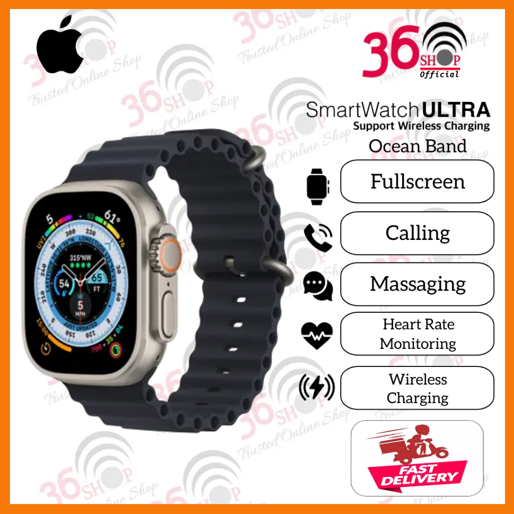 IWatch Ultra Ocean Band 2022 49mm GPS+Celullar, Titanium Case with Black/Grey Trail Loop Garansi Ibo