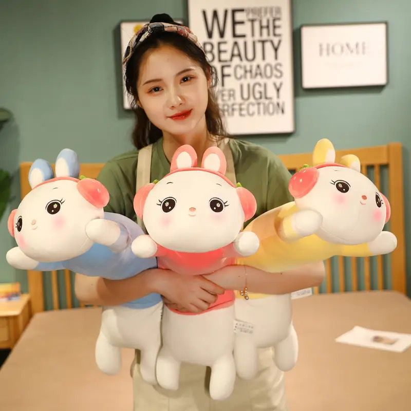 MAINAN ANAK BONEKA GULING KELINCI RABBIT CARROT JUMPSUIT UKURAN 50 cm BAHAN YELVO
