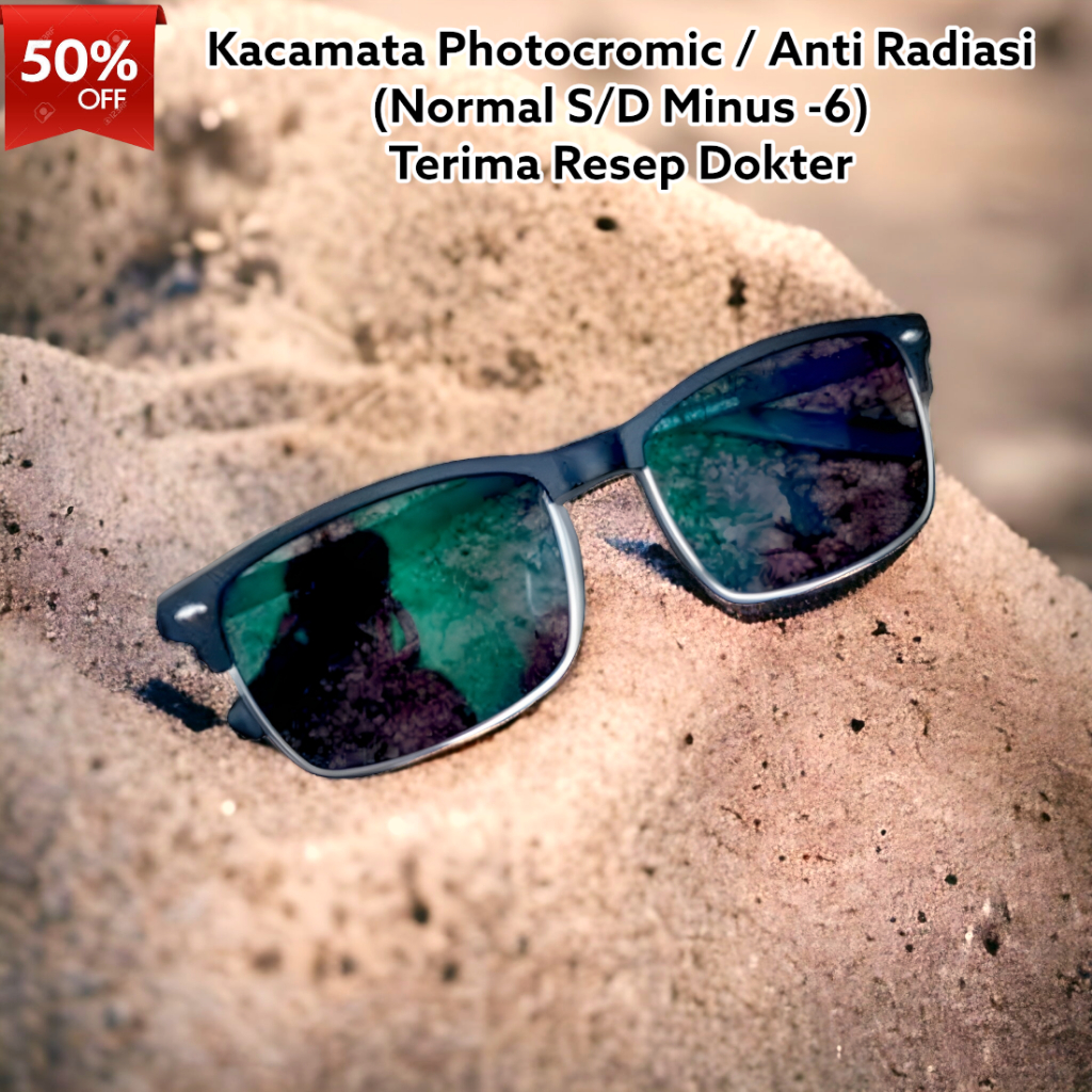 Kacamata Photocromic Lensa Minus Anti Radiasi Pria Wanita / Kacamata Minus Lentur Optik Asli Garansi