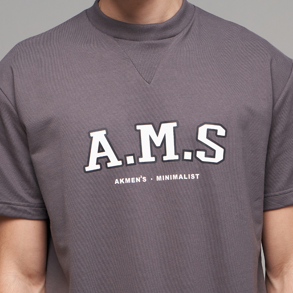 AKMEN'S Kaos Oversize Pria Casual Style 1.0 Tangan Pendek Premium Terry Dark Grey