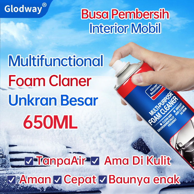 Glodway Pembersih Busa Interior Mobil/Interior Cleaner Mobil/Pembersih Jok Mobil/Pembersih Busa Multifungsi/Car Foam Cleaning/Pembersihan Sepeda Motor 650ml/botol