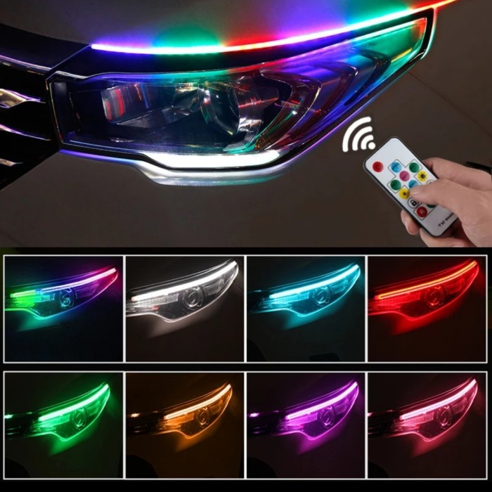 Lampu LED Strip DLR RGB 60cm Lampu Alis Mobil