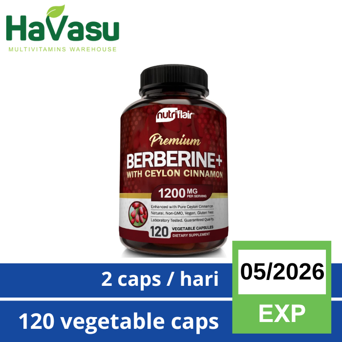 Nutriflair Premium Berberine Plus with Ceylon Cinnamon 1200mg Diabetes Kencing Manis Weight Management