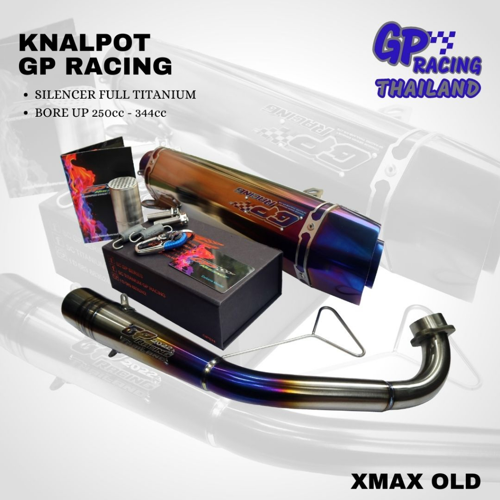 KNALPOT GP RACING XMAX OLD NEW FULL TITANIUM STD - 350 CC ORIGINAL THAILAND