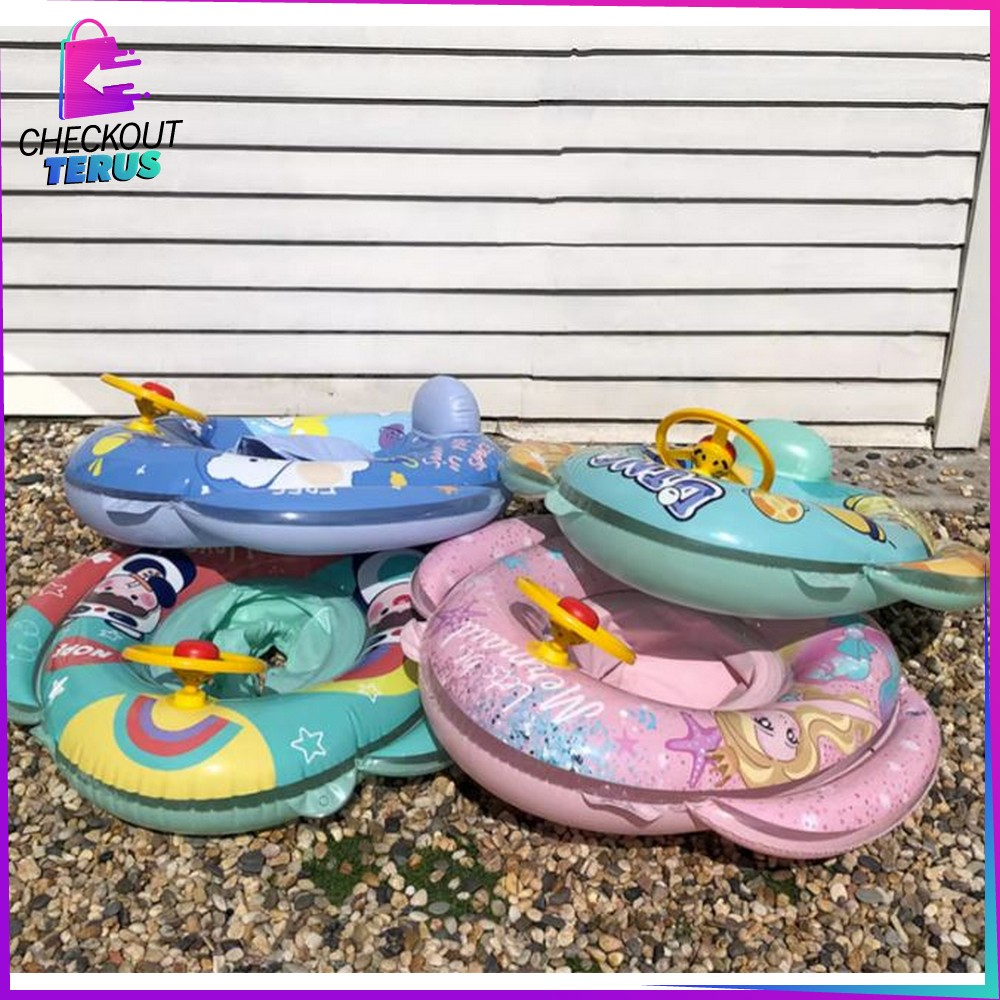 CT M326 Ban Renang Anak Baby Swim Trainer Motif Stir Mobil Swim Ring Ban dengan Pegangan Pelampung Duduk Anak Bayi Balita