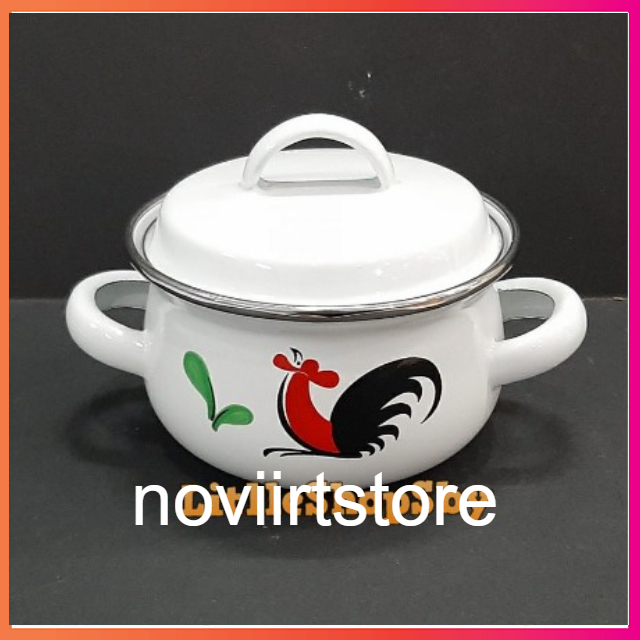 Panci ayam jago ukuran 12cm minipot Panci Enamel kecil