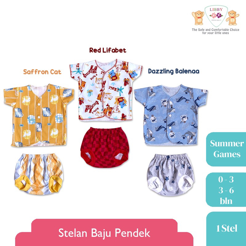 LIBBY SETELAN PENDEK CELANA POP NEWBORN (0-3M)/(3-6M)