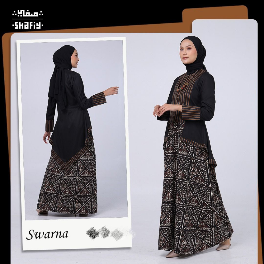 Swarna Gamis Batik Shafiy Original Modern Etnik Jumbo Kombinasi Polos Tenun Terbaru Dress Wanita Big Size Dewasa Kekinian Cantik Kondangan Muslim XL