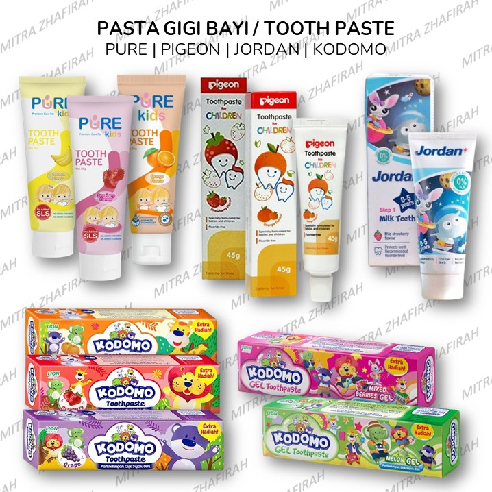 ✅MZ✅ PASTA GIGI PURE Rasa Jeruk Strawberry | PASTA GIGI PIGEON Jeruk Strawberry | PASTA Gigi KODOMO | Pasta Gigi JORDAN Step-1 0-5thn