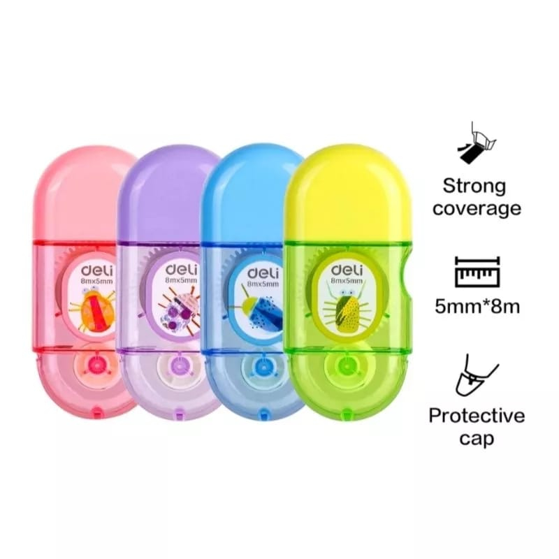 

Deli Correction Tape (Tipe-X Kertas) Ukuran 8m x 5 mm.