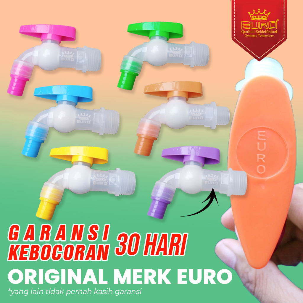 Kran Keran Air Plastik Transparan Warna Warni 1/2 inch Euro Taman kamar mandi tempat wudhu