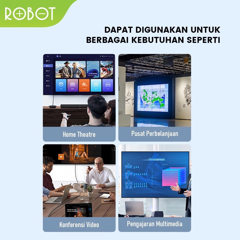 ROBOT HM203 HDMI  Splitter 1 in 2 out Bi-Direction 4k Black Original - Garansi 1 Tahun