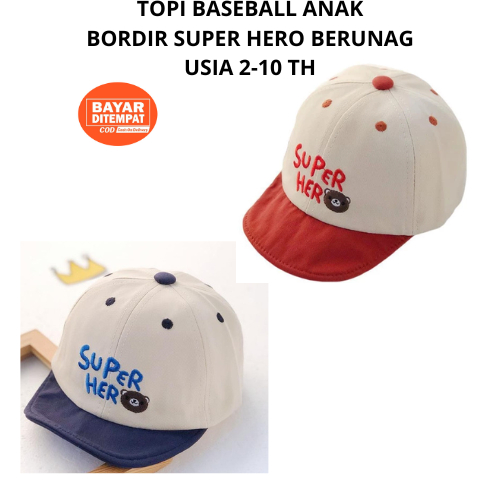 Topi Anak Model Bisbol Karakter Lucu Super Hero Beruang usia 2-10 Tahun