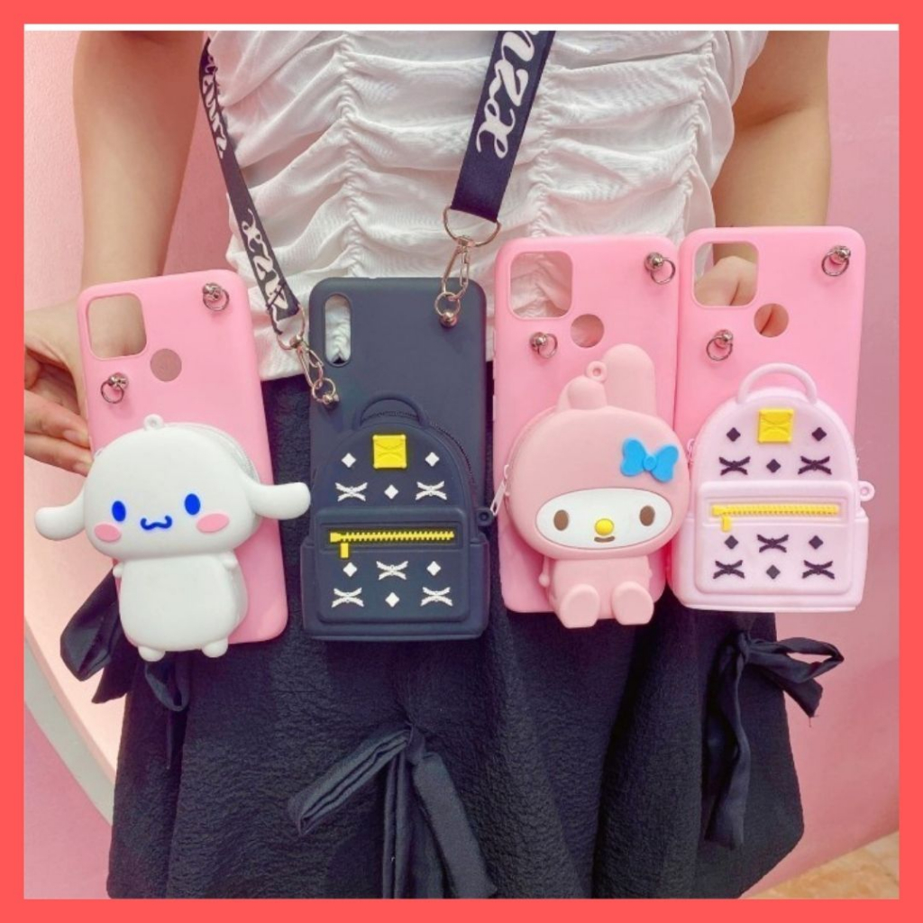 REALME C21Y - REALME C25Y - REALME C25S - REALME C2 - REALME C1   case tas selempang + TALI ada 4 motif lucu