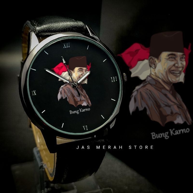 Jam Tangan Bugkarno / Sukarno jas merah Premium Include Double Strap &amp; Box