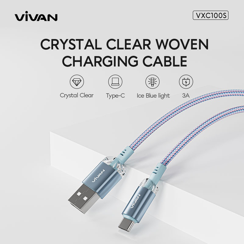 VIVAN VXM100S / VXC100S / VXL100S /Kabel Data Type C/Lightning/Micro USB 100cm Fast Charging 3A/2.4A - Garansi Resmi 1 Tahun