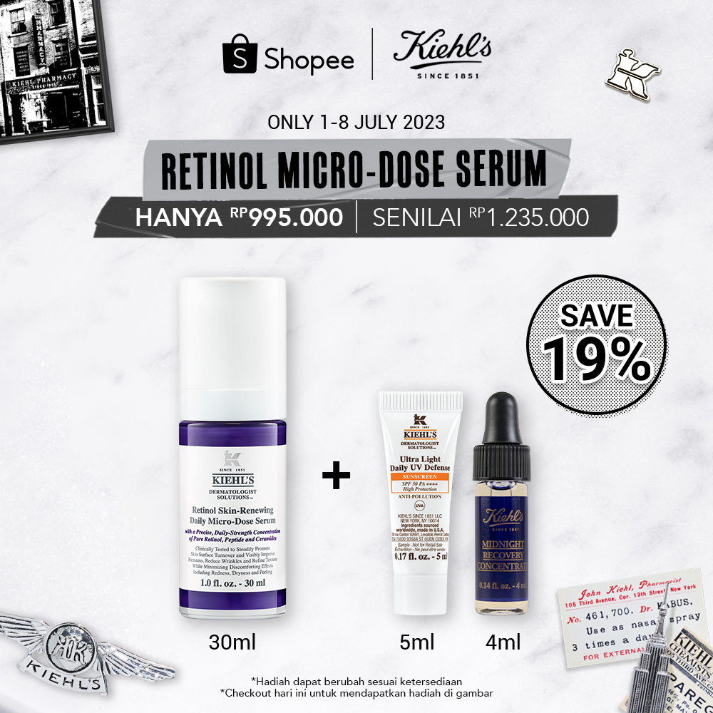 Kiehl's Retinol Skin-Renewing Daily Micro-Dose Serum 30 ML. Mengandung Retinol, Ceramide, Peptide