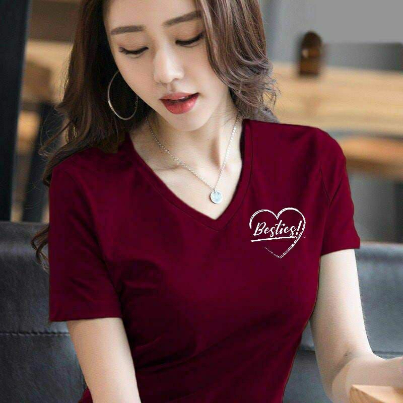 KAOS KAOS WANITA  V NECK LENGAN PENDEK