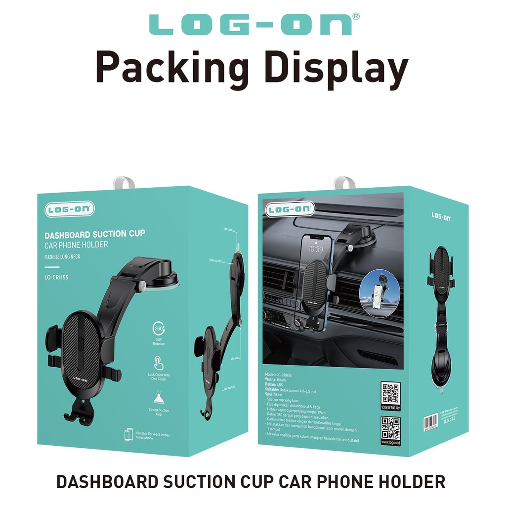 PROMO LOG ON CAR PHONE HOLDER LO-CRH55 DASHBOARD SUCTION CUP-FLEXIBLE LONG NECK by.minigo