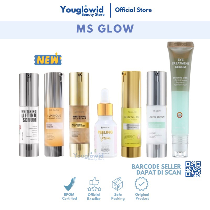 【Official Store】MS GLOW Serum Wajah Msglow | Acne Whitening Gold Lifting Peeling Luminous Whitecell Dna Eye Treatment | Pelembab Pencerah Pemutih Bebas Flek Jerawat Kusam Eksfoliasi Anti Aging