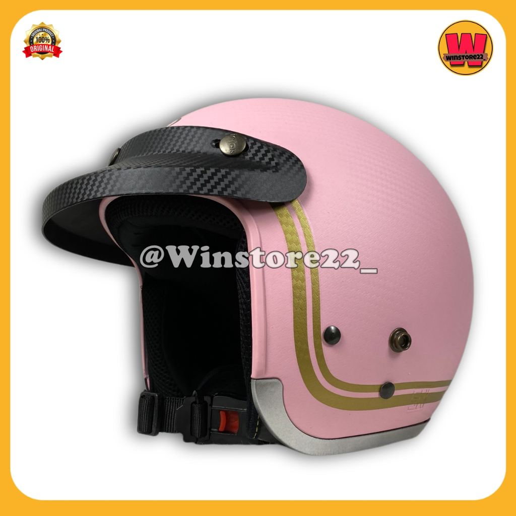Helm Sepeda Motor Half Face Bogo Cargloss Injak Carbon Original warna Black Cream Silver PInk & Maro