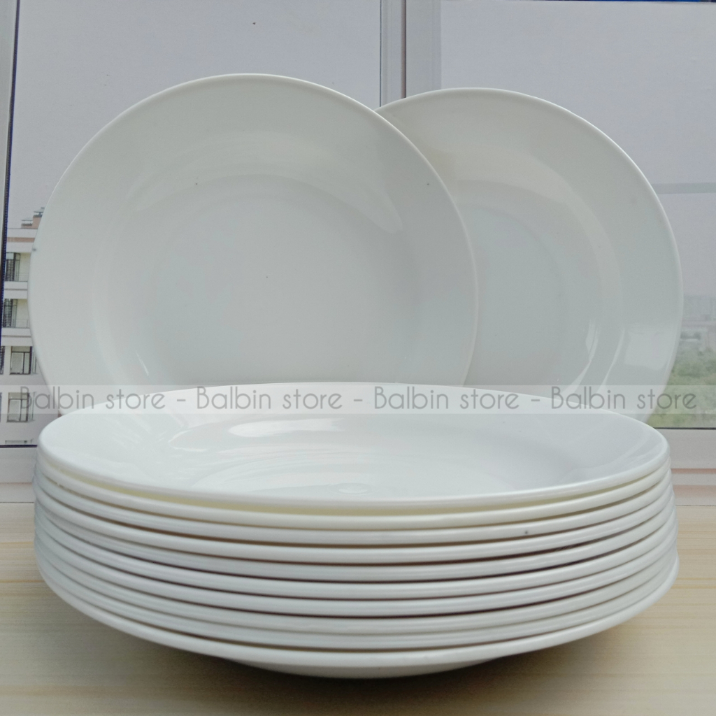 PROMO 12.PCS PIRING MAKAN LEBAR 23.CM PLASTIC WARE FREE SENDOK 1.PCS