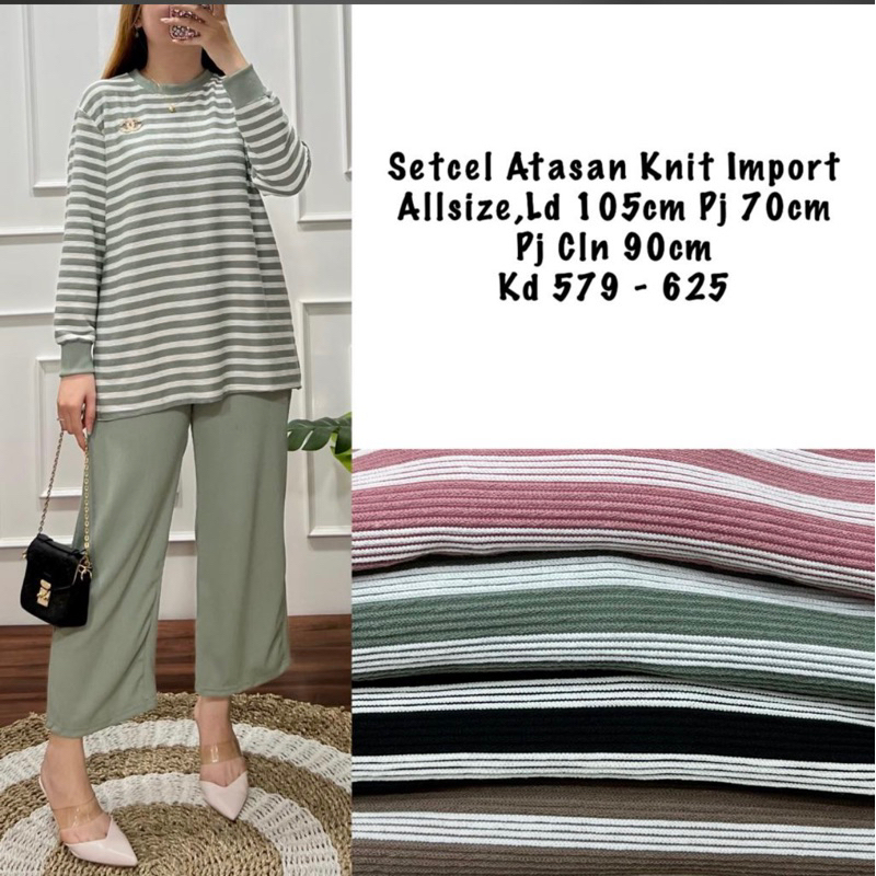 setcel kaos knit aster premium setelan celana wanita setelan oversize