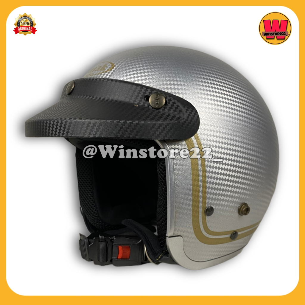 Helm Sepeda Motor Half Face Bogo Cargloss Injak Carbon Original warna Black Cream Silver PInk & Maro
