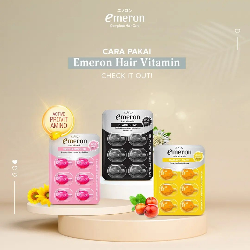 Emeron Hair Vitamin Damage Care - Soft&amp;Smooth - Black&amp;Shine - Hijab Clean