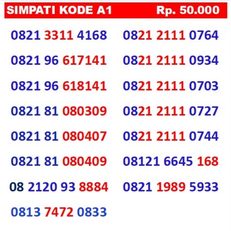 Nomor cantik simpati Telkomsel triple 168