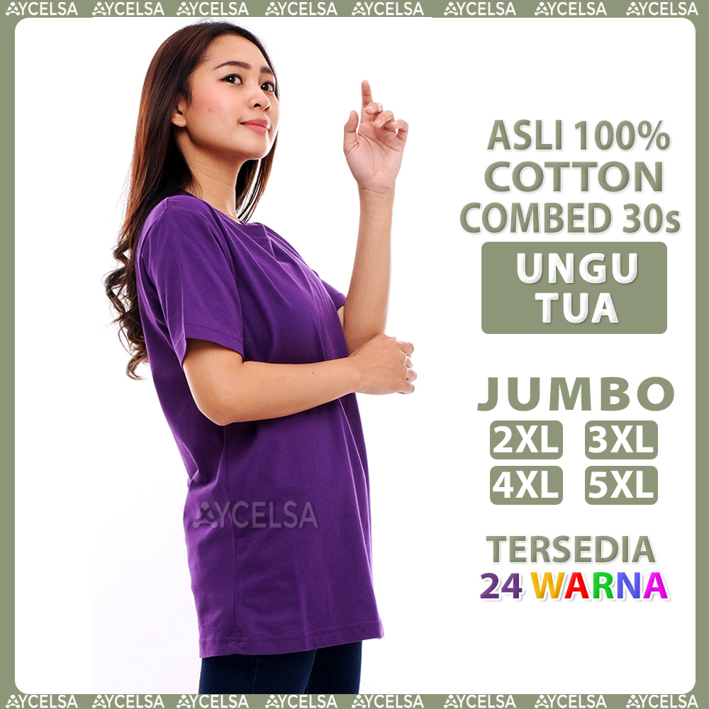 Kaos Polos Jumbo Wanita Pria Lengan Pendek Ungu Tua / Atasan Kaos Jumbo Ungu Tua