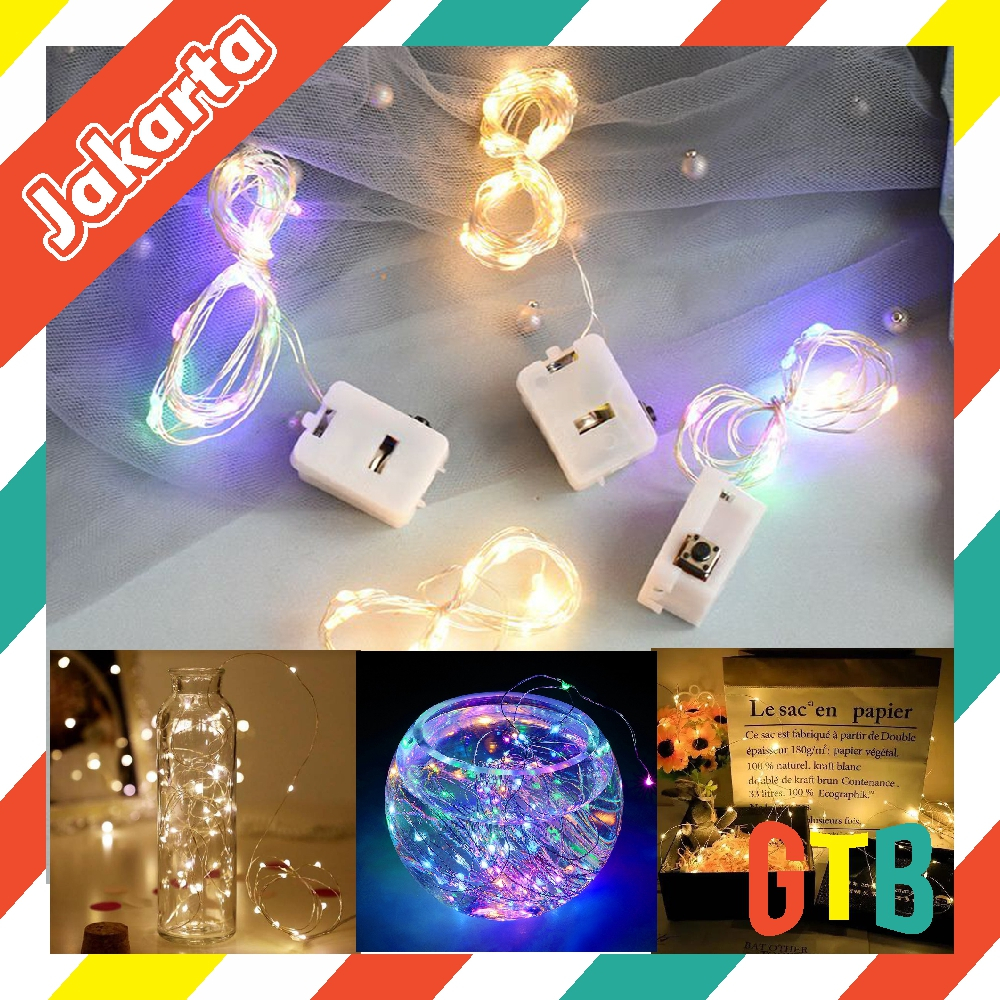 ❤️GTB❤️ Lampu Tumblr Kawat Mini 1 2 3 5 Meter Lampu Hias Dekorasi Gift Box Bucket Bunga Balon Fairy Light Led Murah Import E015