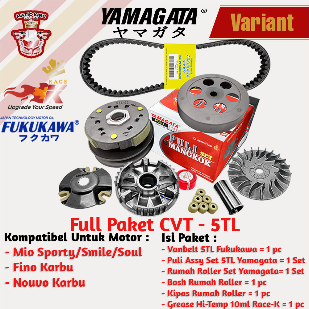 Paket Full Upgrade CVT Yamaha Mio M3 S Z Fino X-Ride Gear FreeGo Soul GT 125cc 2PH Yamagata Fukukawa Thailand