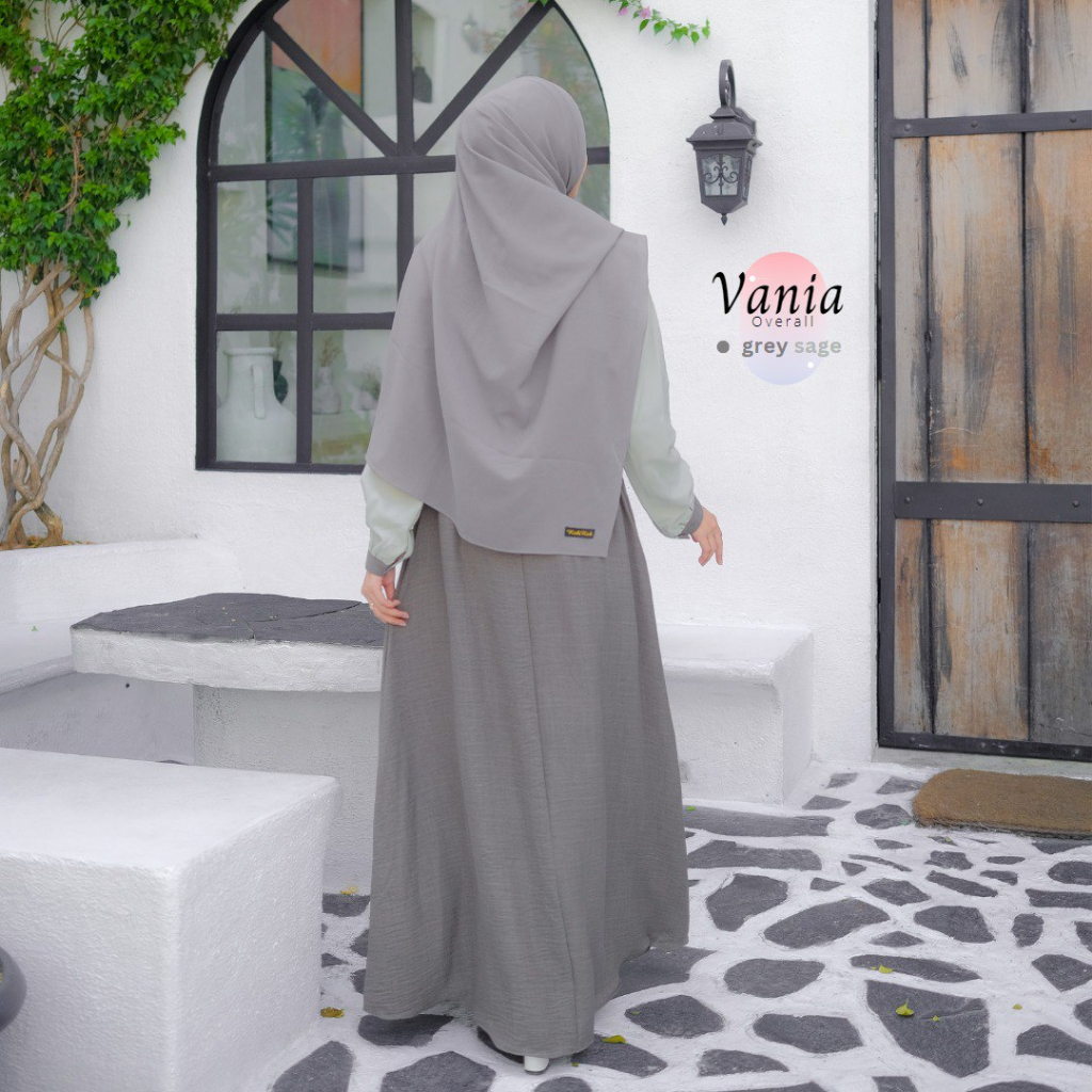 Riskirich Vania Dress Vol 2.0 Gamis Remaja Overall Dijahit Menyatu Casual Outfit Kiyowo Kekinian