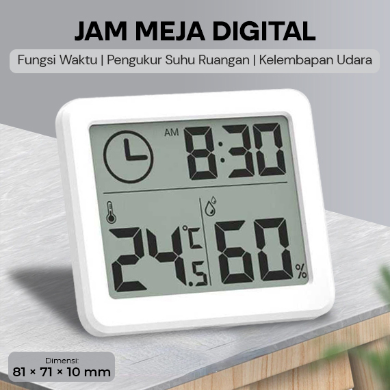 PP Jam Digital Meja Mini Dinding Watch Desk Wall Minimalis Thermometer Hygrometer Kecil Portable