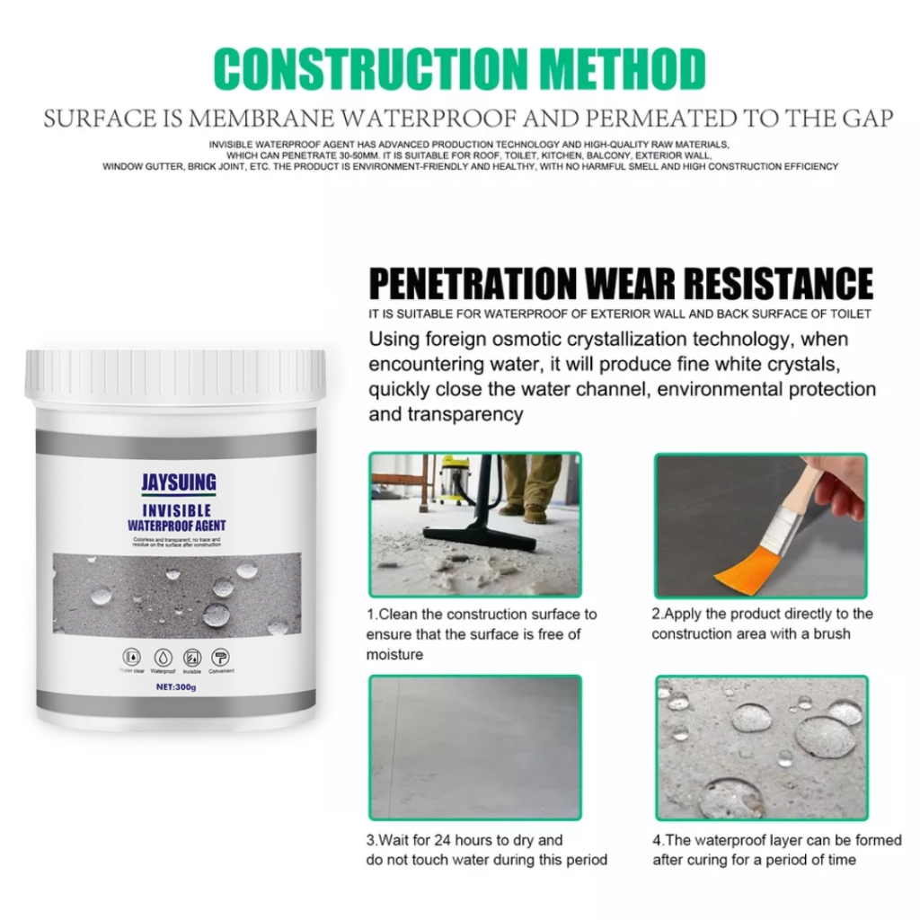 Lem Transparan Jaysuing 300G 600G Cat Anti Bocor Invisible Waterproof Agent keramik Kamar Manndi Kolam serbaguna jaysung