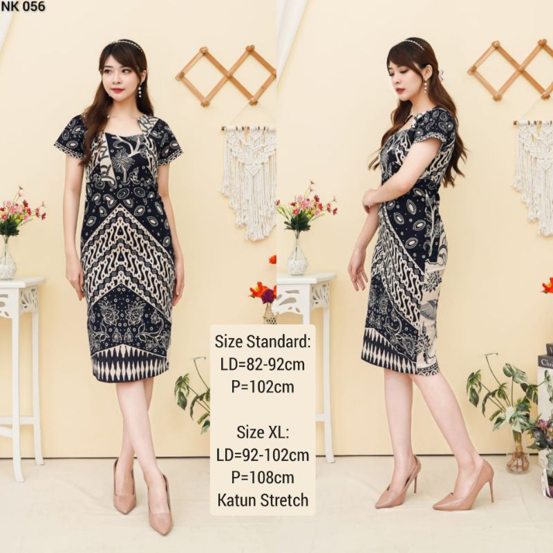 DRESS BATIK SANDRA TERUSAN KERJA KANTOR WANITA 056 KEMEJA COWO COUPLE PASANGAN 023 MURAH BAJU FASHION CEWEK ETNIK