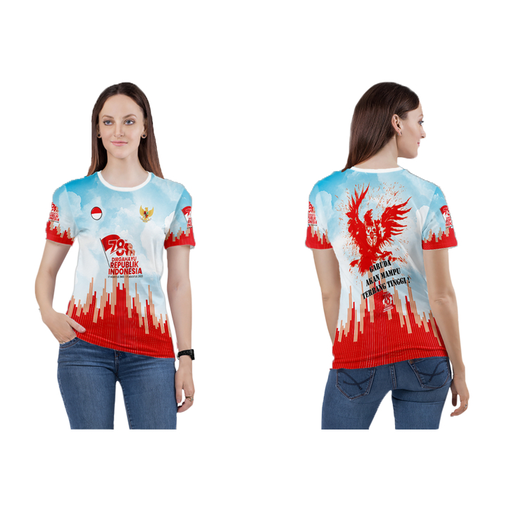 Baju Kaos T-shirt Wanita 17 Agustus HUT RI KE-78 Fullprint Terbaru Art 20